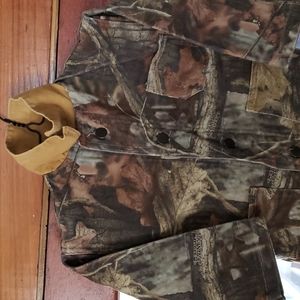 J. TUOHYS USA  HEAVYWEIGHT LINED BUTTON UP JACKET. 100% COTTON SZ.3T BROWN CAMO.